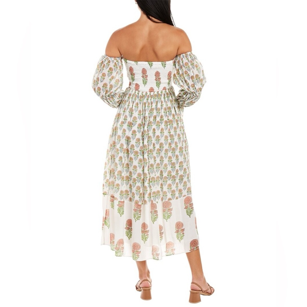 Chic Long Sleeve Dress in White and Green NWHT - Picture 2 of 4